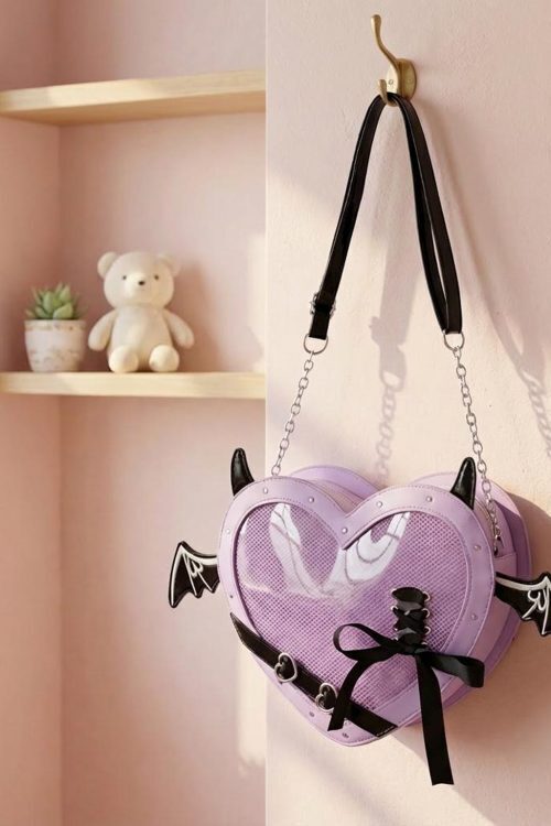 Gothic Heart Ita Bag with Clear Window for Photocards and Pins