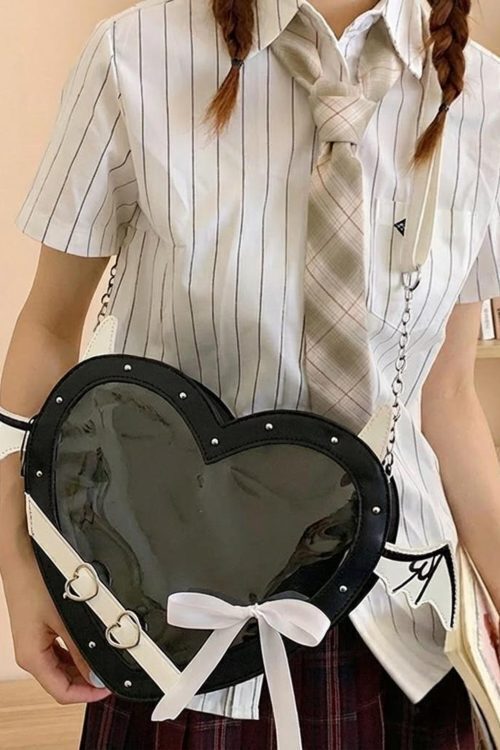 Gothic Heart Ita Bag with Clear Window for Photocards and Pins