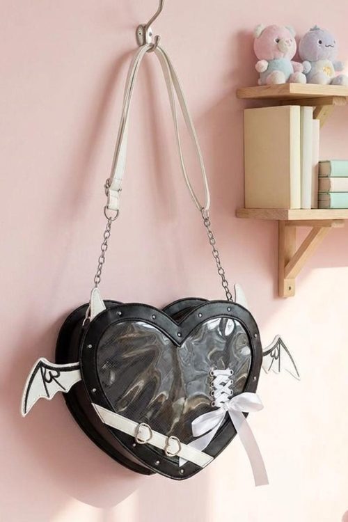 Gothic Heart Ita Bag with Clear Window for Photocards and Pins
