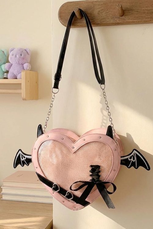 Gothic Heart Ita Bag with Clear Window for Photocards and Pins