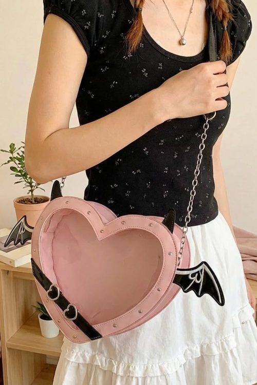 Gothic Heart Ita Bag with Clear Window for Photocards and Pins