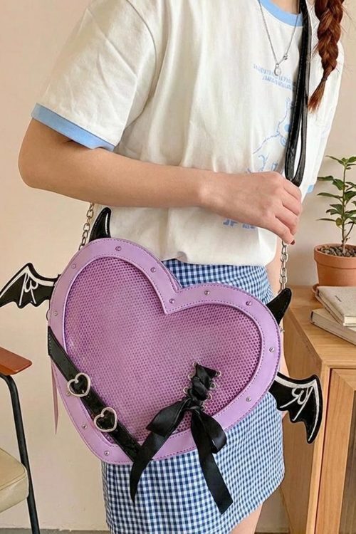 Gothic Heart Ita Bag with Clear Window for Photocards and Pins