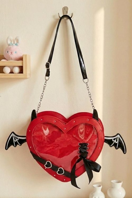Gothic Heart Ita Bag with Clear Window for Photocards and Pins