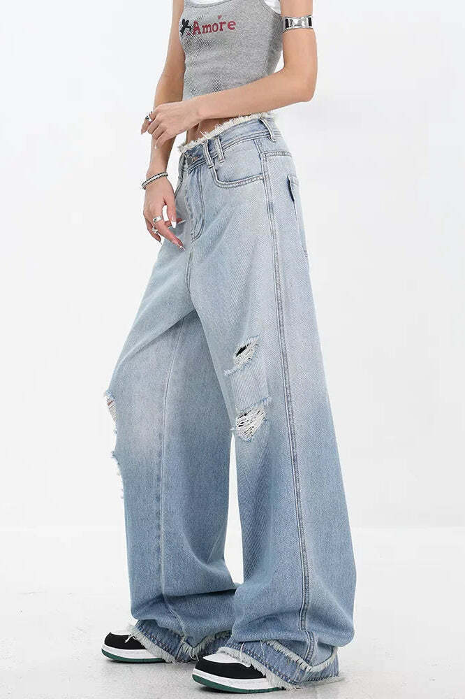 Gradient Ripped Straight Leg Jeans Gradient Ripped Straight Leg Jeans