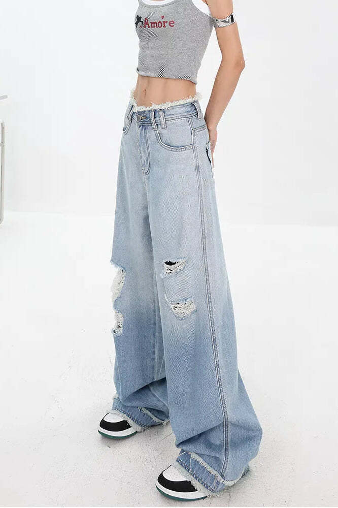 Gradient Ripped Straight Leg Jeans Gradient Ripped Straight Leg Jeans