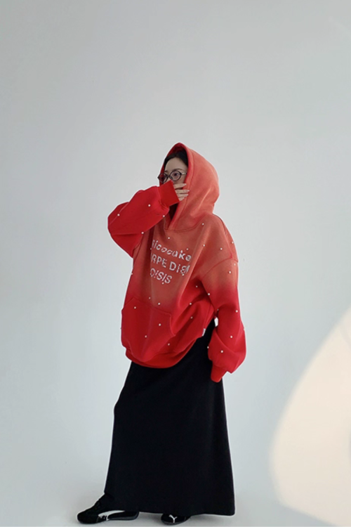 Gradient Studded Sweatshirt Hoodie