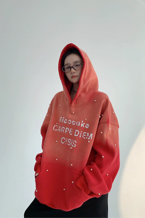 Gradient Studded Sweatshirt Hoodie