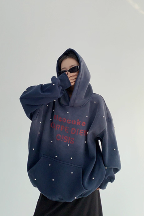 Gradient Studded Sweatshirt Hoodie