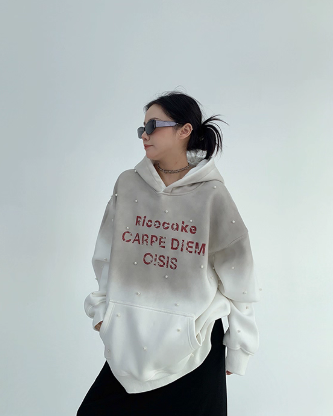 Gradient Studded Sweatshirt Hoodie Gradient Studded Sweatshirt Hoodie