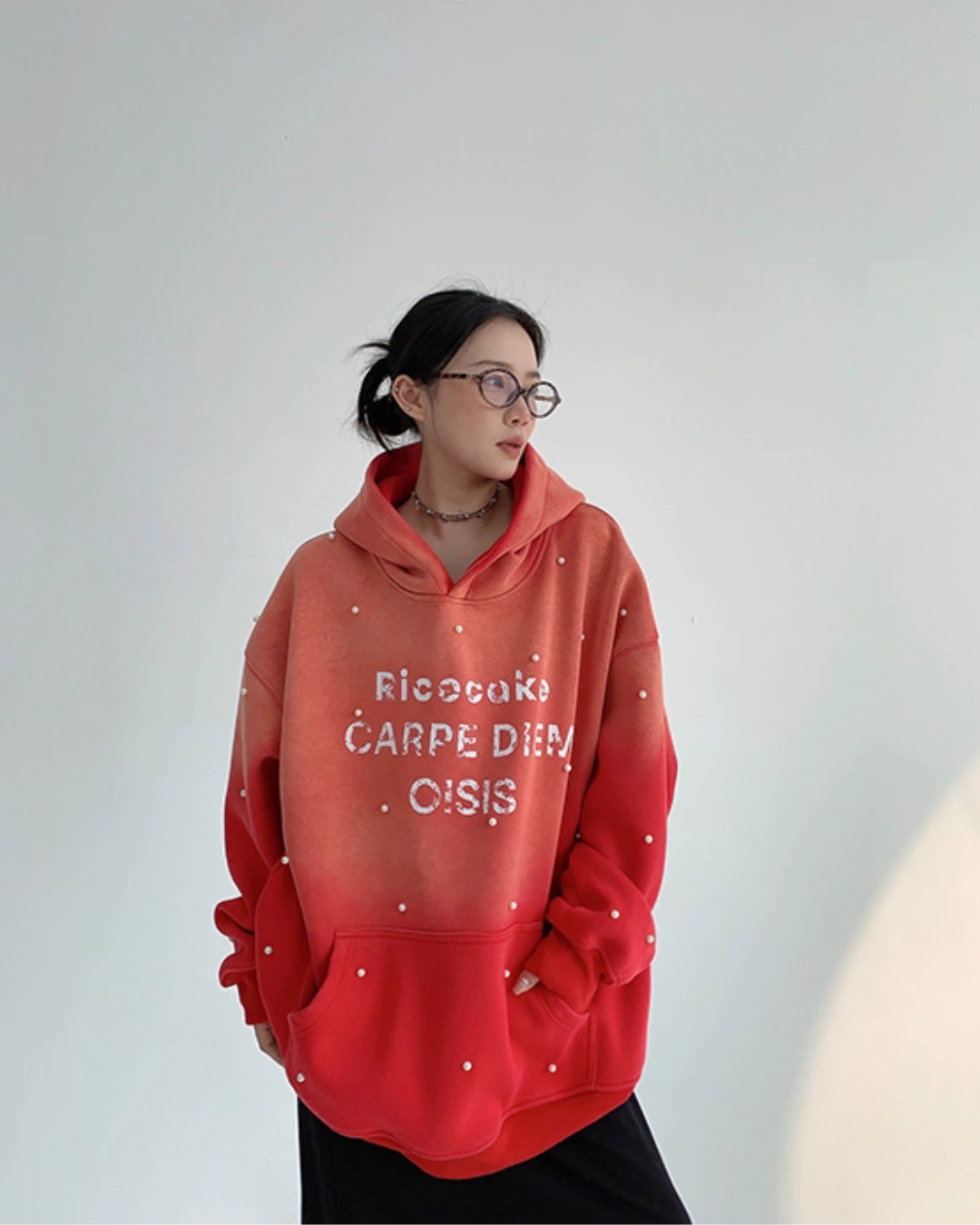 Gradient Studded Sweatshirt Hoodie Gradient Studded Sweatshirt Hoodie