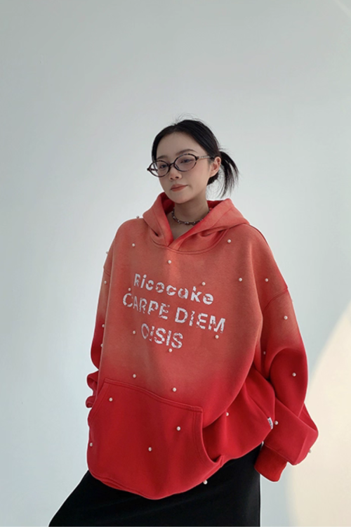 Gradient Studded Sweatshirt Hoodie