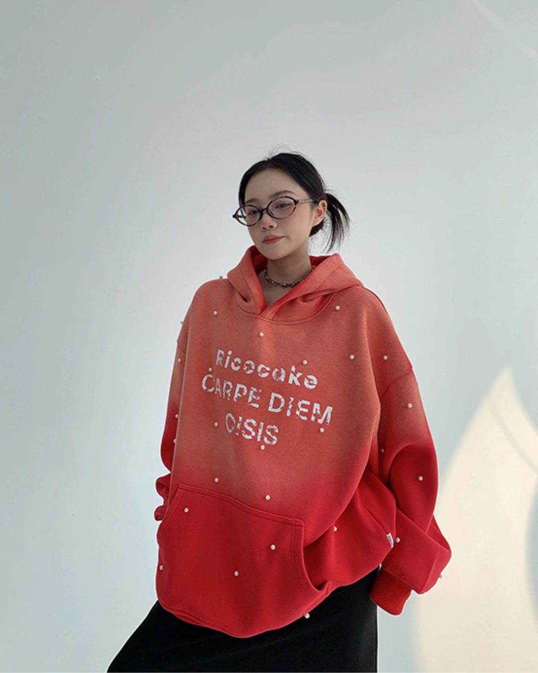 Gradient Studded Sweatshirt Hoodie Gradient Studded Sweatshirt Hoodie