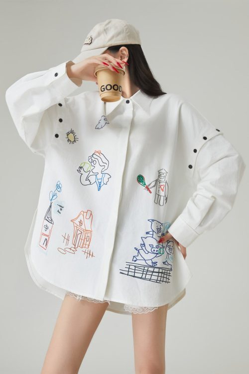Graffiti-Style Long Sleeve Shirt