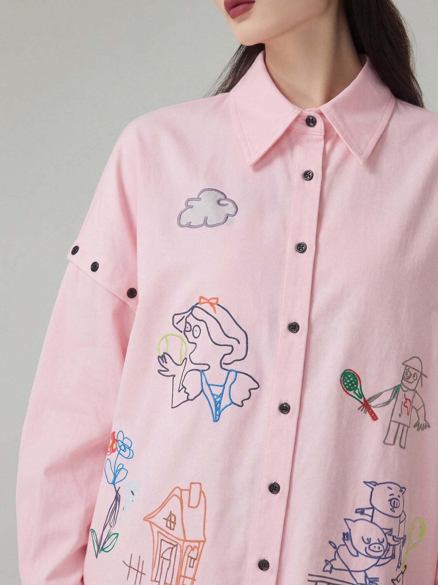 Graffiti-style Print Long Sleeve Shirt / Half Pants Graffiti-style Print Long Sleeve Shirt / Half Pants