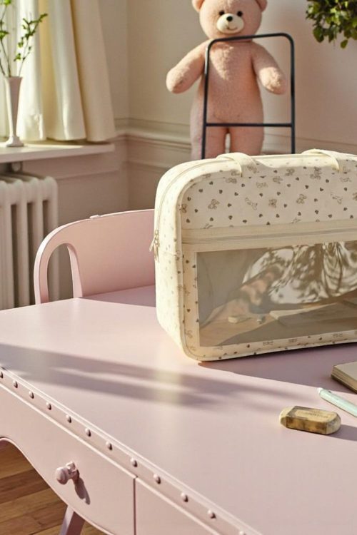 Gray Kawaii Convertible Ita Bag with Clear Window for Pin Display