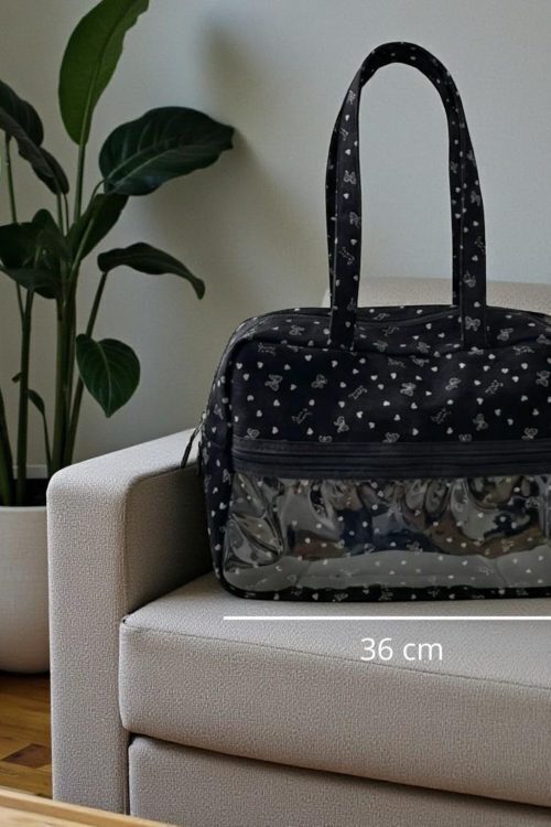 Gray Kawaii Convertible Ita Bag with Clear Window for Pin Display