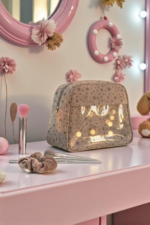 Gray Kawaii Convertible Ita Bag with Clear Window for Pin Display