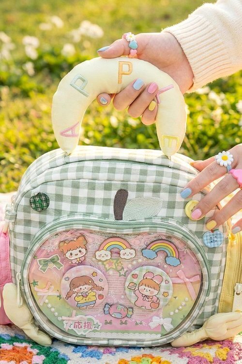 Green Apple Ita Backpack with Clear Window and Included Insert for Plushies and Pins