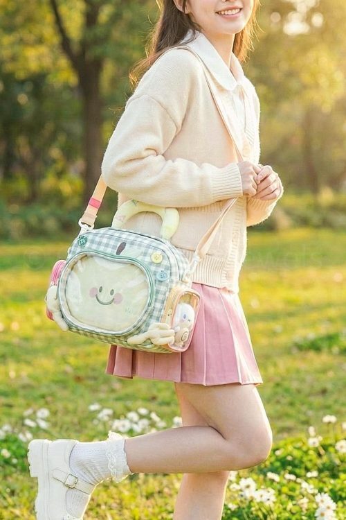 Green Apple Ita Backpack with Clear Window and Included Insert for Plushies and Pins