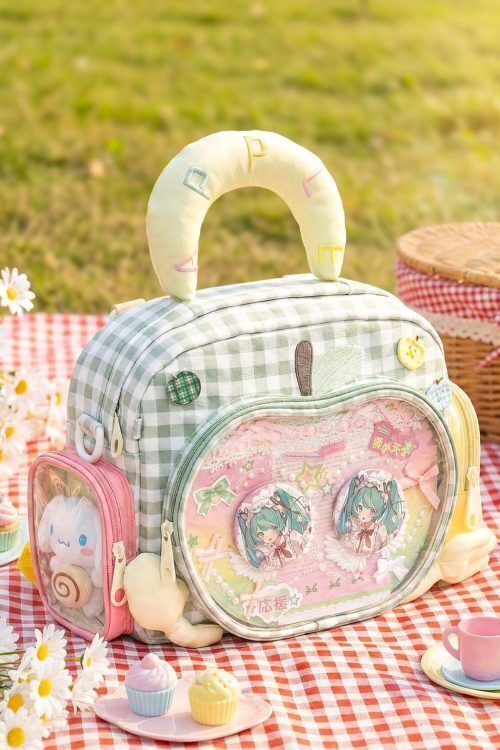 Green Apple Ita Backpack with Clear Window and Included Insert for Plushies and Pins