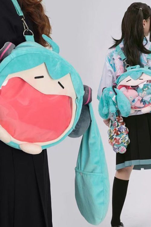 Green Kawaii Ita Backpack with Clear Window for Pin Display