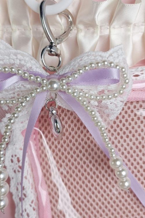 Green Ribbon Ita Crossbody Bag with Clear Window and Included Insert for Pin Display