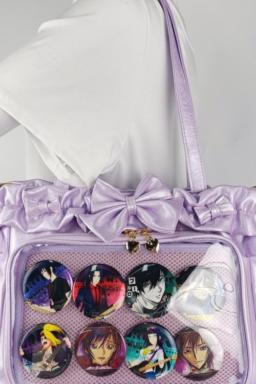 Green Ribbon Ita Crossbody Bag with Clear Window and Included Insert for Pin Display