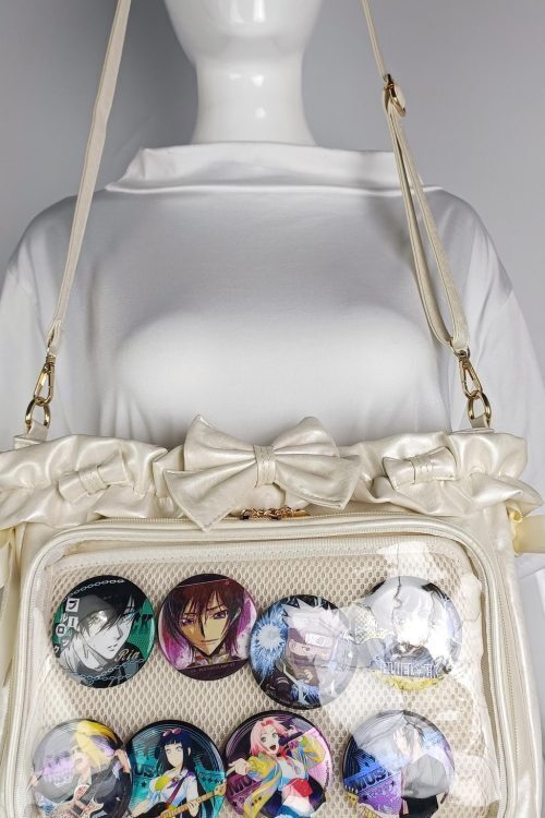 Green Ribbon Ita Crossbody Bag with Clear Window and Included Insert for Pin Display