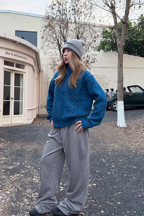 Half-Button Cable Knit