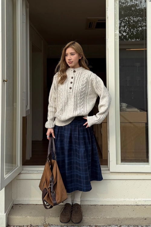 Half-Button Cable Knit