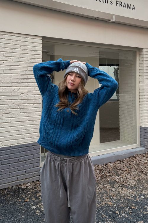 Half-Button Cable Knit