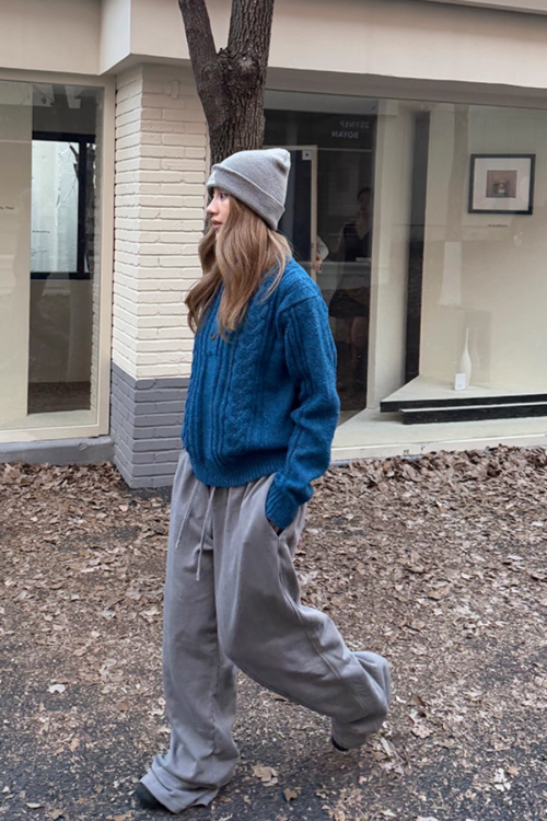 Half-Button Cable Knit