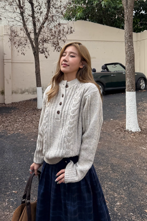 Half-Button Cable Knit