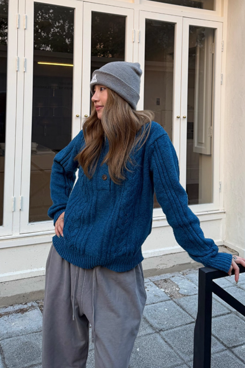 Half-Button Cable Knit