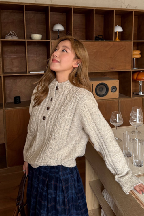 Half-Button Cable Knit