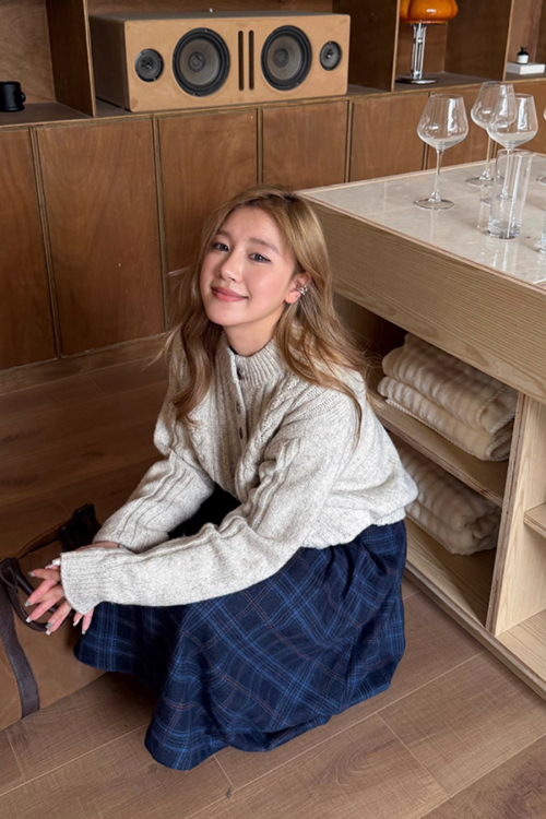 Half-Button Cable Knit