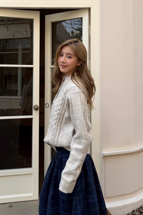 Half-Button Cable Knit