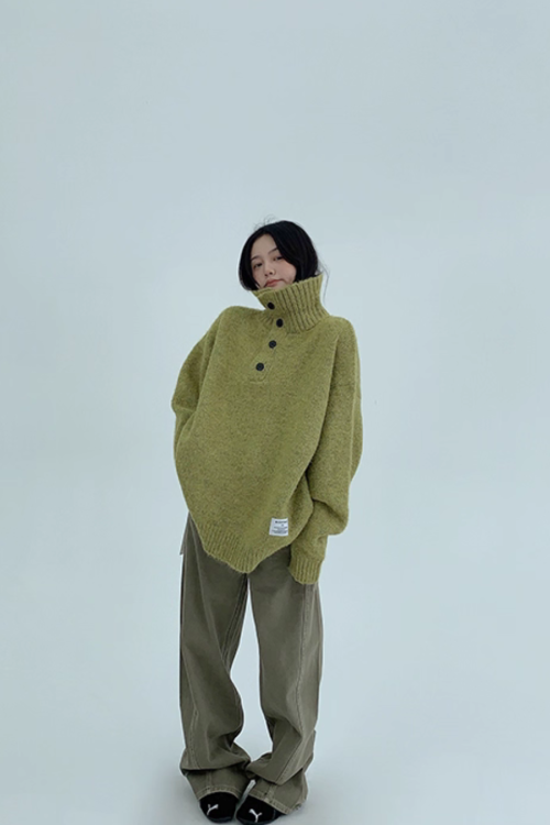 Half-Button Knit Top