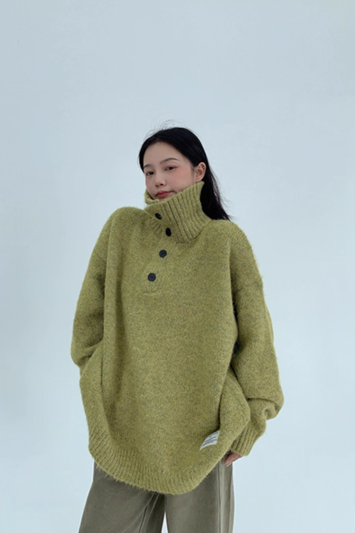 Half-Button Knit Top