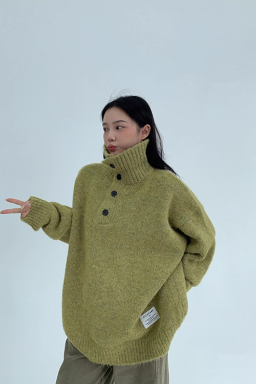 Half-Button Knit Top