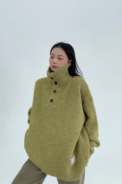 Half-Button Knit Top