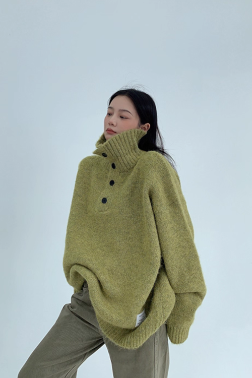 Half-Button Knit Top