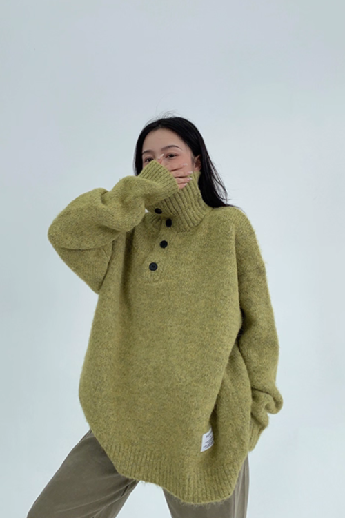 Half-Button Knit Top