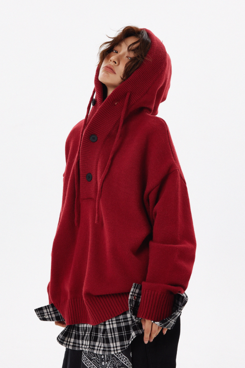 Half Button Knit Tops