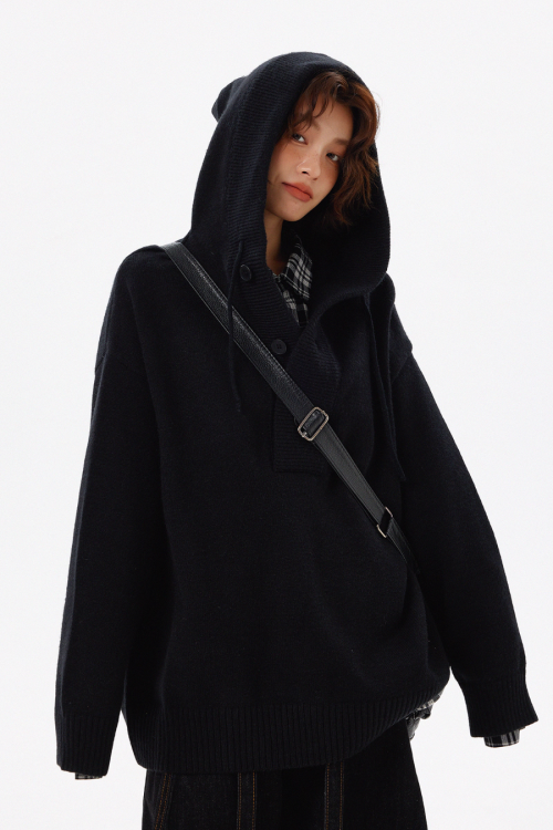 Half Button Knit Tops