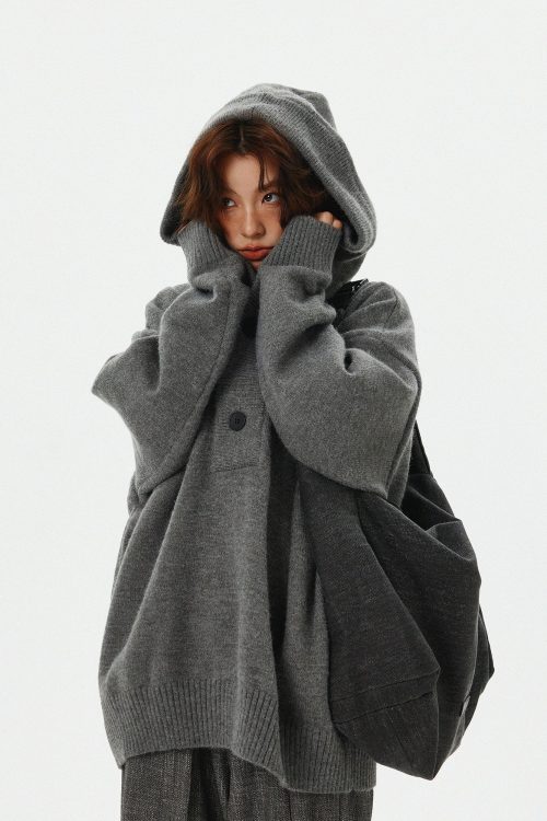 Half Button Knit Tops