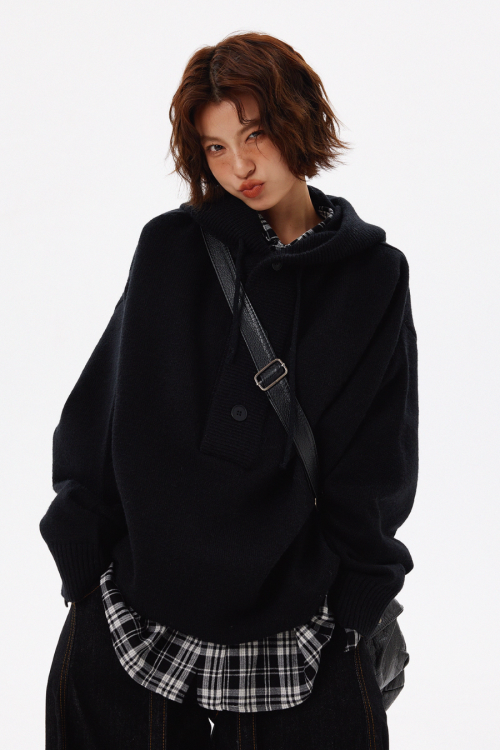 Half Button Knit Tops