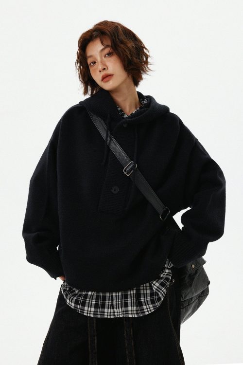 Half Button Knit Tops