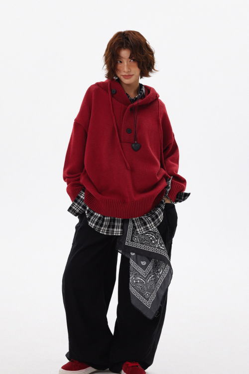 Half Button Knit Tops