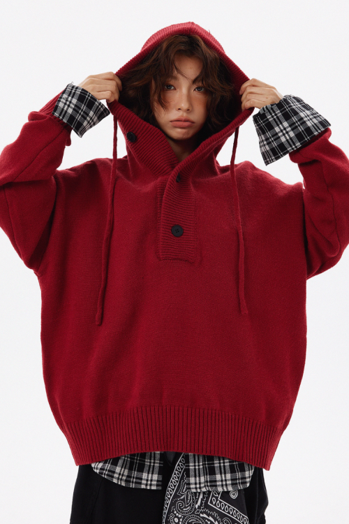 Half Button Knit Tops